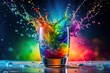 © Hugnaka - Colorful liquid explosion with bubbles and foam in a chilled glass Forced Perspective