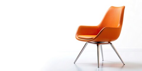 Modern orange chair isolated on white background