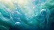 © ceng - Abstract underwater scene with bubbles and light rays.