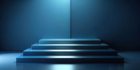 Modern three dimensional steps design with dark blue background