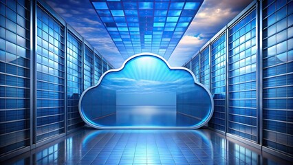 Wall Mural - modern virtual cloud storage concept