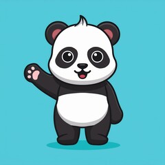 Wall Mural - Cute panda waving paw Cartoon Vector