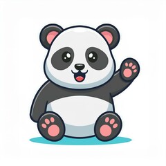 Wall Mural - Cute panda waving paw Cartoon Vector