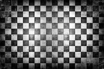 Monochrome distressed checkered pattern reflected on surface