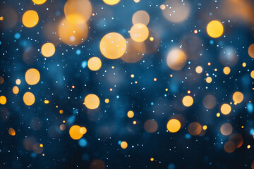 Wall Mural - Snowfall bokeh lights on black background