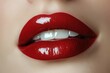 © Teerasak - A close-up of full, red lips with a glossy finish, isolated on white background
