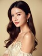 © JetHuynh - A young Asian woman with long dark hair and flawless makeup wears a strapless dress with delicate lace detailing