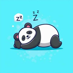 Wall Mural - Lazy panda sleeping icon Cartoon Vector