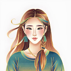 chinese woman with traditional clothing vector illustration isolated