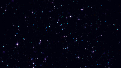 Wall Mural - blue shiny stars glittering and glowing and particles falling, abstract new year and christmas, social media wallpaper