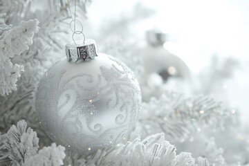 Christmas white background with Christmas balls and decoration