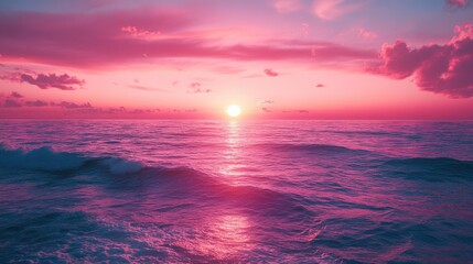 Poster - A beautiful pink sunset over the ocean