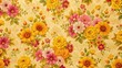 © anu - retro floral wallpaper in yellow and pink