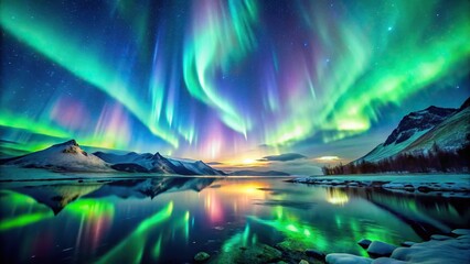 Wall Mural - mystical northern lights Aurora Borealis