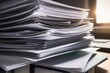 © Introvertia - High stack of white papers organized on office desk