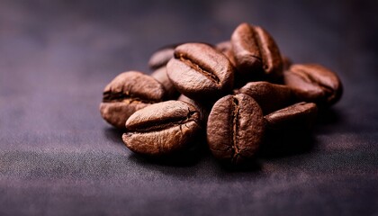 coffee beans closeup on dark background