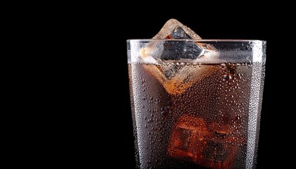 soda glass of cold soda with water drops craft soda isolated on black background