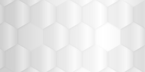 Poster - 3d hexagonal structure futuristic white background and embossed hexagon abstract with hexagon background. honeycomb hexagonal background. Hexagon shape, white, shiny gray. hexagon pattern shape.