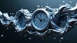 © Vectiza - Silver Pocket Watch Immersed in Liquid Metal Flow with Bubbles
