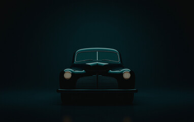 silhouette of a vintage sports car. generative ai