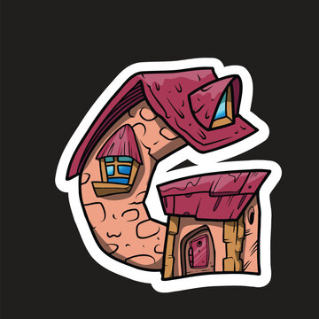 Fairy House Letters alphabet coloring book Print Vector Design