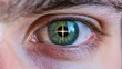 © Cheewynn - A detailed shot of a man's eye with a cross reflected in the iris, representing the deep inner reflection on faith, salvation, and personal spiritual beliefs