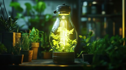 Poster - Futuristic Lamp Powered by Microbes with Soft Light