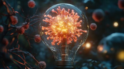 Poster - Futuristic Lamp Powered by Microbes in a Soft Glow
