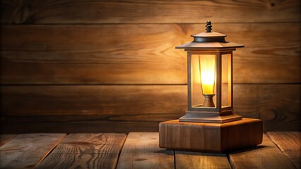 Night lamp on wooden pedestal with soft light