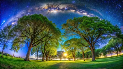 Wall Mural - night sky over trees