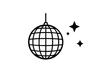 Wall Mural - 
Disco ball icon, Disco ball with stars icon vector