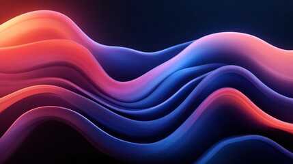 Canvas Print - Abstract colorful wavy lines with gradient hues of red, orange, pink, and blue on a dark background, creating a dynamic and fluid visual effect.