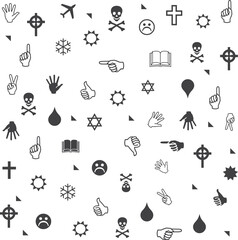Poster - Different line style icons seamless pattern.