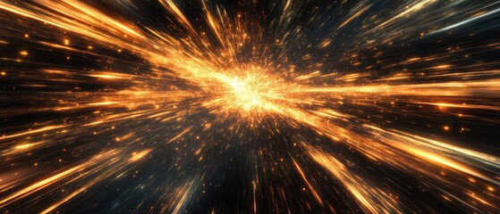 Poster - A stunning visualization of cosmic energy, depicting dynamic bursts of light and color in an expansive universe.