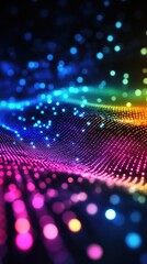 Poster - Abstract colorful wave pattern with glowing dots.