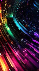 Poster - Colorful abstract light trails on dark background.