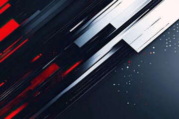 Fototapete - Dynamic abstract background featuring bold red, white, and black lines creating a modern digital aesthetic perfect for design projects.