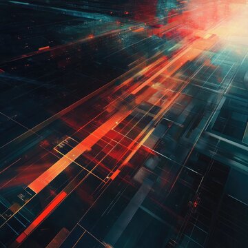 Vibrant abstract design showcasing dynamic energy and movement with striking colors and shapes for modern digital aesthetics.