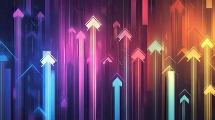 A wallpaper-like background featuring colorful upward arrows, symbolizing growth and advancement, perfect for technology