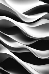 Poster - A close-up shot of a wavy black and white surface, ideal for use in designs where texture and pattern are important