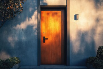 A wooden door leading to a building with potential for commercial or residential use