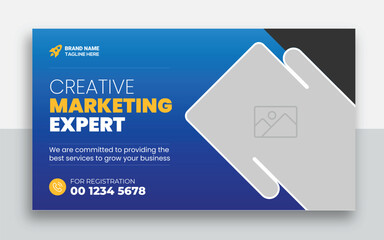 Wall Mural - Business youtube thumbnail and web banner template design