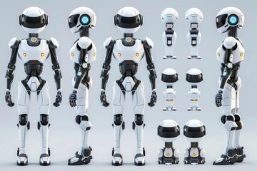 Poster - A group of robots standing side by side, possibly in a factory or storage setting