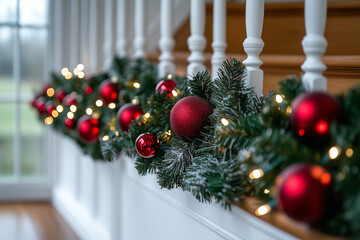 christmas garland along banister decoration