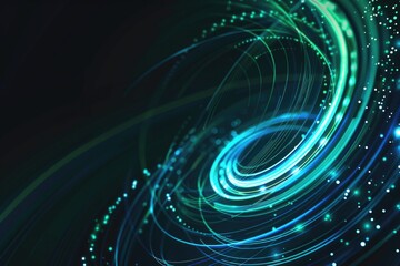 Poster - a decorative design featuring a spiral pattern in shades of blue and green, accompanied by tiny star