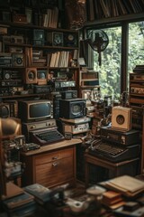 Poster - A room filled with various electronic devices and gadgets