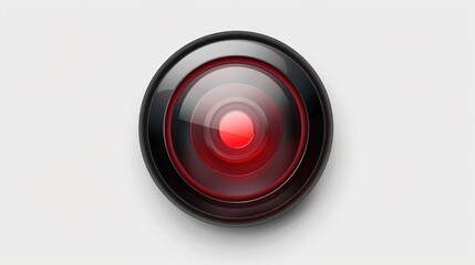 Poster - Close-up view of a bright red object placed on a clean white surface