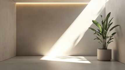 Canvas Print - Minimalist room with natural light and greenery