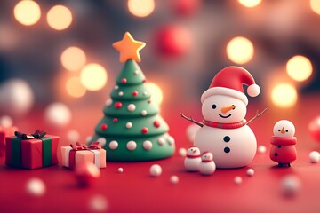 Poster - Christmas background, red and green color scheme.  : Generative AI