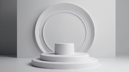 Poster - 3d pedestal for a product display. Podium scene shot with geometric platform
